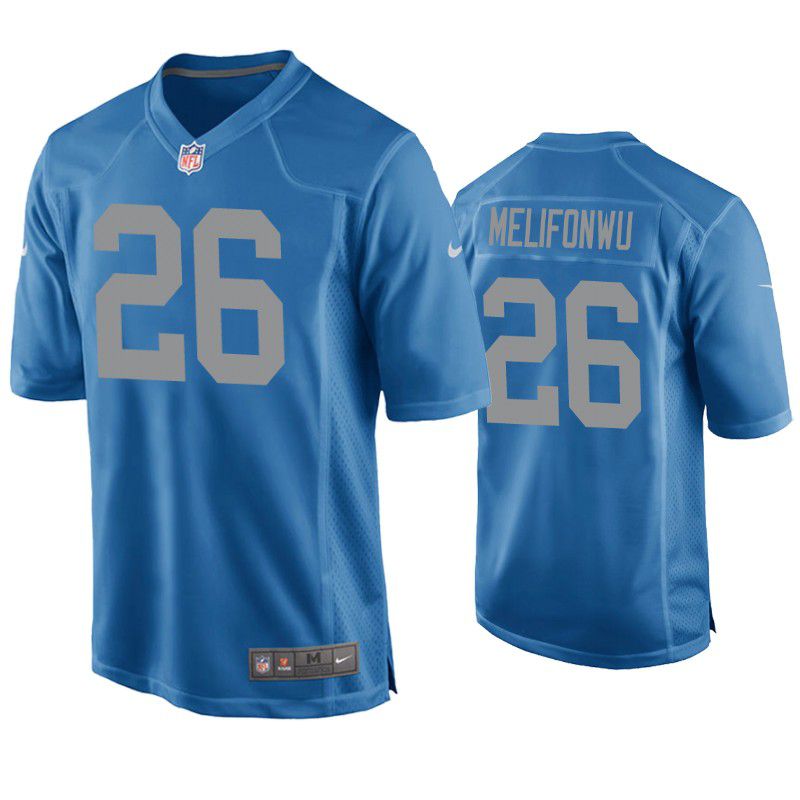 Men Detroit Lions #26 Ifeatu Melifonwu Nike Blue Game Throwback NFL Jersey